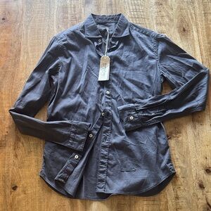 Tintoria Mattei Men's Button-Up Shirt in Slate Blue made in Italy cotton blend